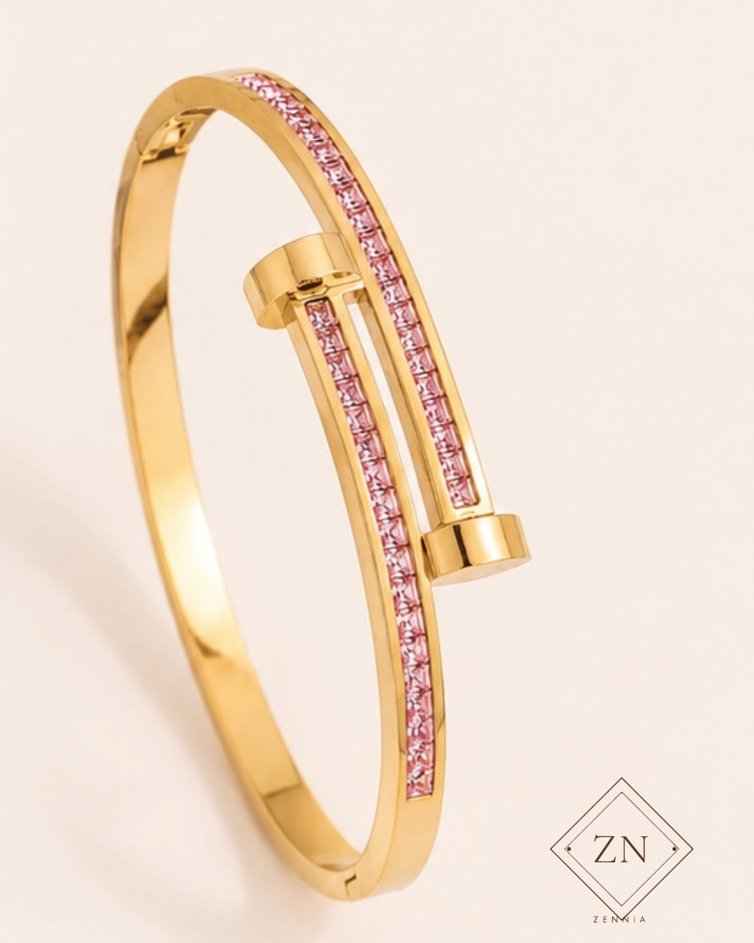 Pink Pavé Nail Bangle