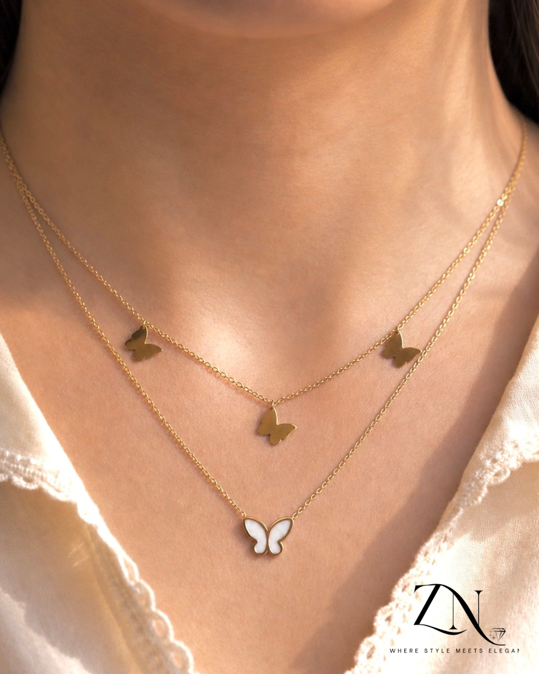 Aurelia Butterfly Layers Necklace