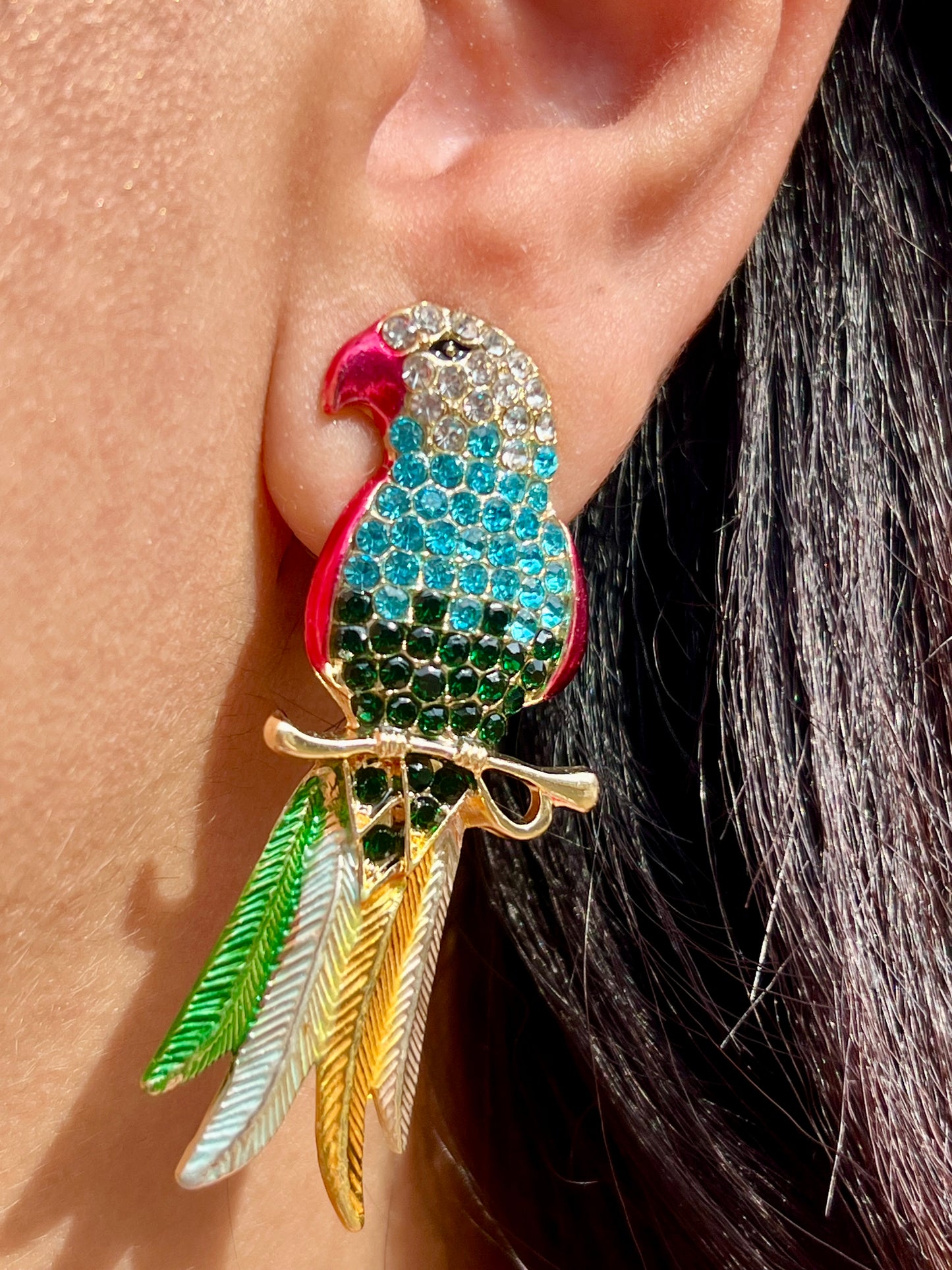 🦜✨ Tropical Parrot Statement Earrings ✨🦜