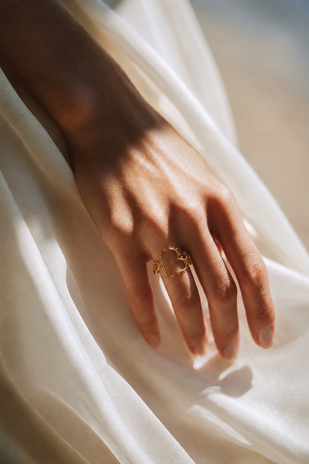 Open love beaded ring