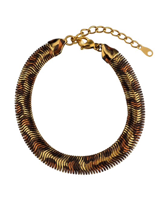 Savanna Leopard Snake Chain Bracelet