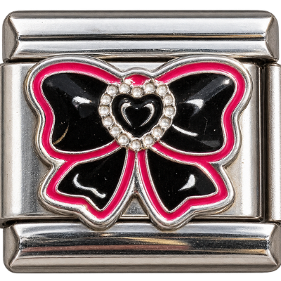 Black Pink Bow Charm