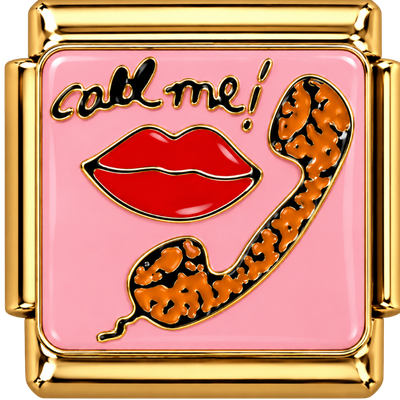 Gold Call Me Lips Phone Charm