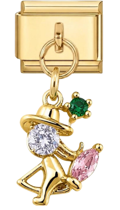 Gold Cowgirl Crystal Hanging Charm