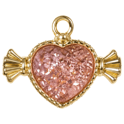 Pink Heart Crystal Charm