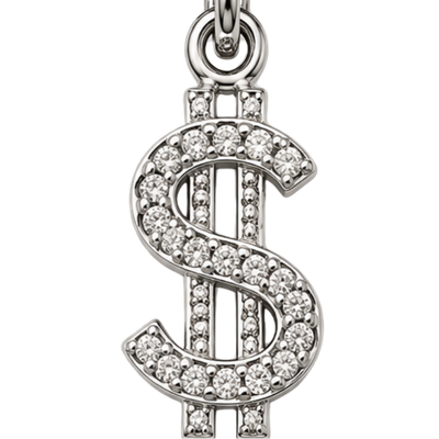 Silver Dollar Sign Crystal