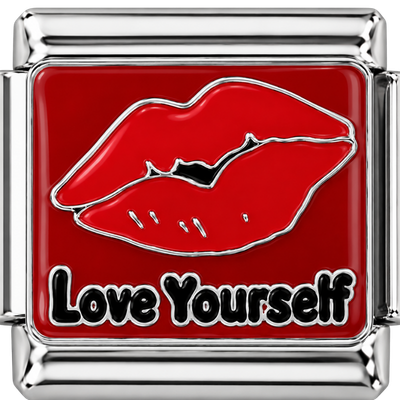 Silver Love Yourself Lips Charm
