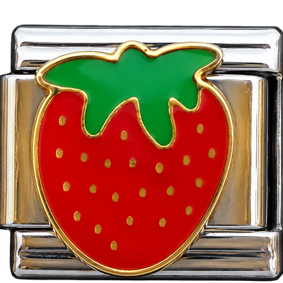 Silver Red Strawberry Charm