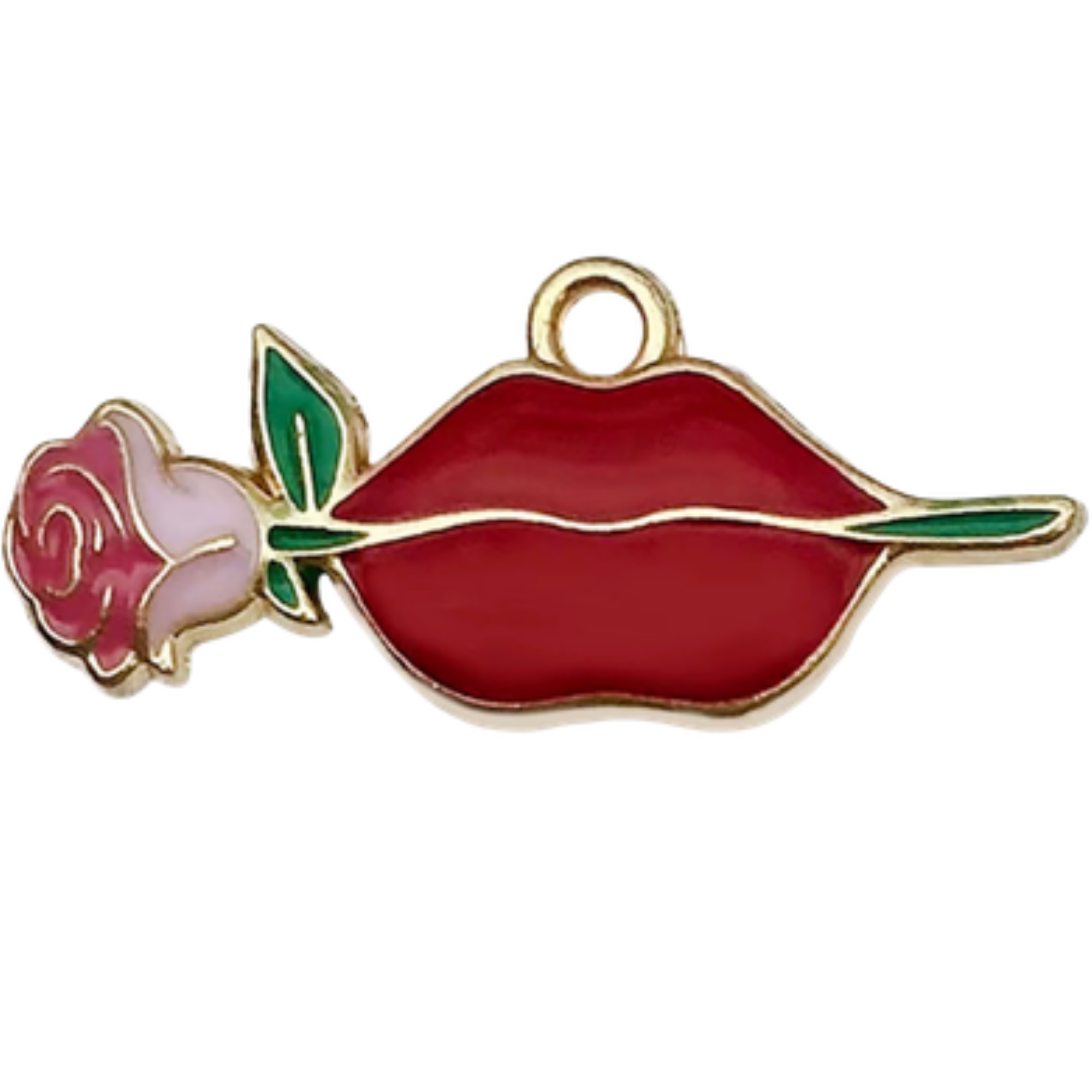 Red Lips Rose Charm