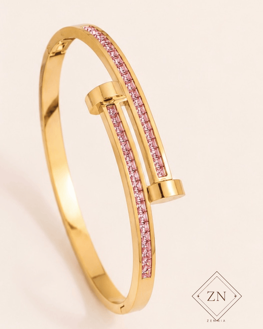 Pink Pavé Nail Bangle