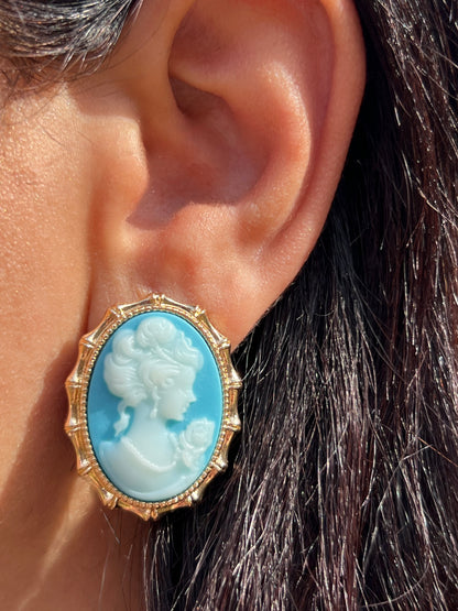 Vintage Cameo Statement Earrings