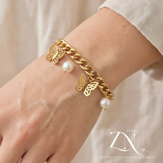 Golden Flutter Charm Bracelet