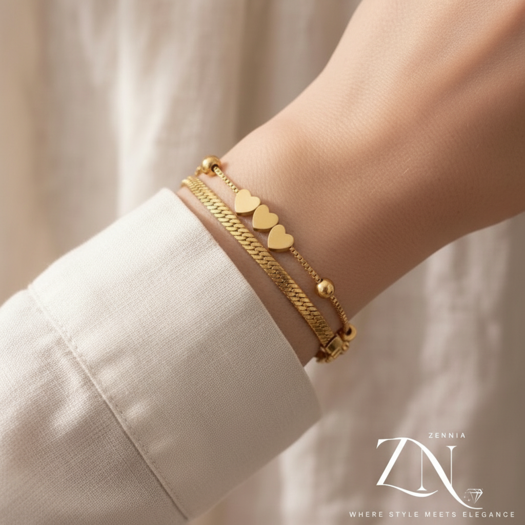 3-heart charms bracelet