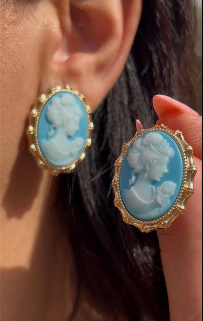 Vintage Cameo Statement Earrings
