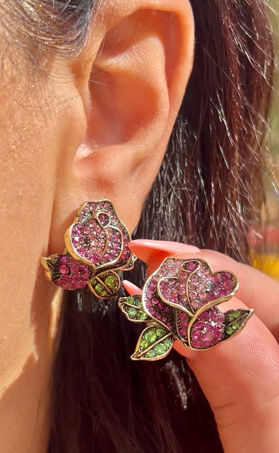 🌹 Crystal Rose Statement Earrings 🌹