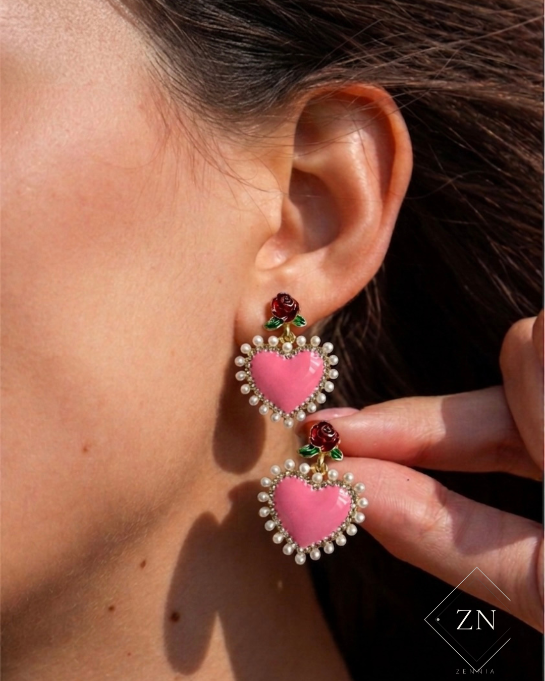 Pearly Heart Earrings