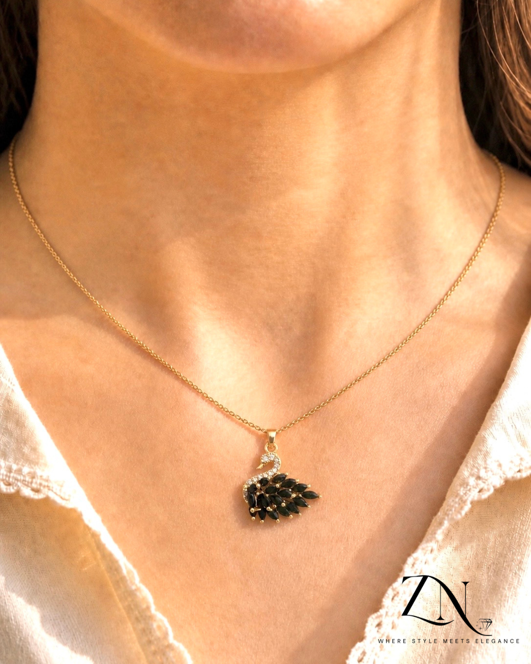 Midnight Swan Necklace
