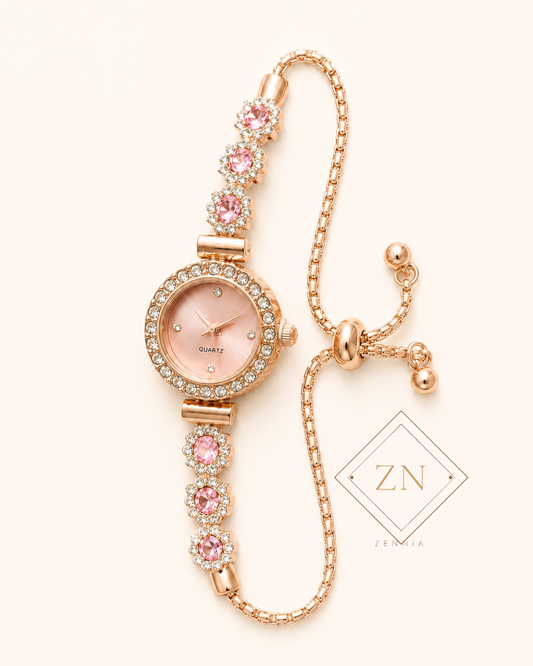 Pink Flora Crystal Watch