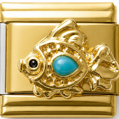 Blue Enamel Golden Fish