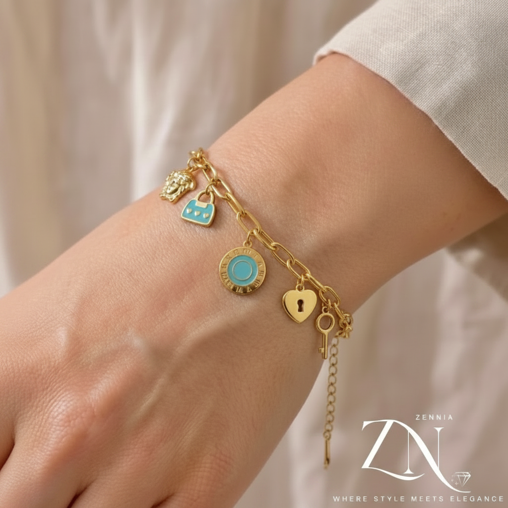 Blue Aura Charm Bracelet