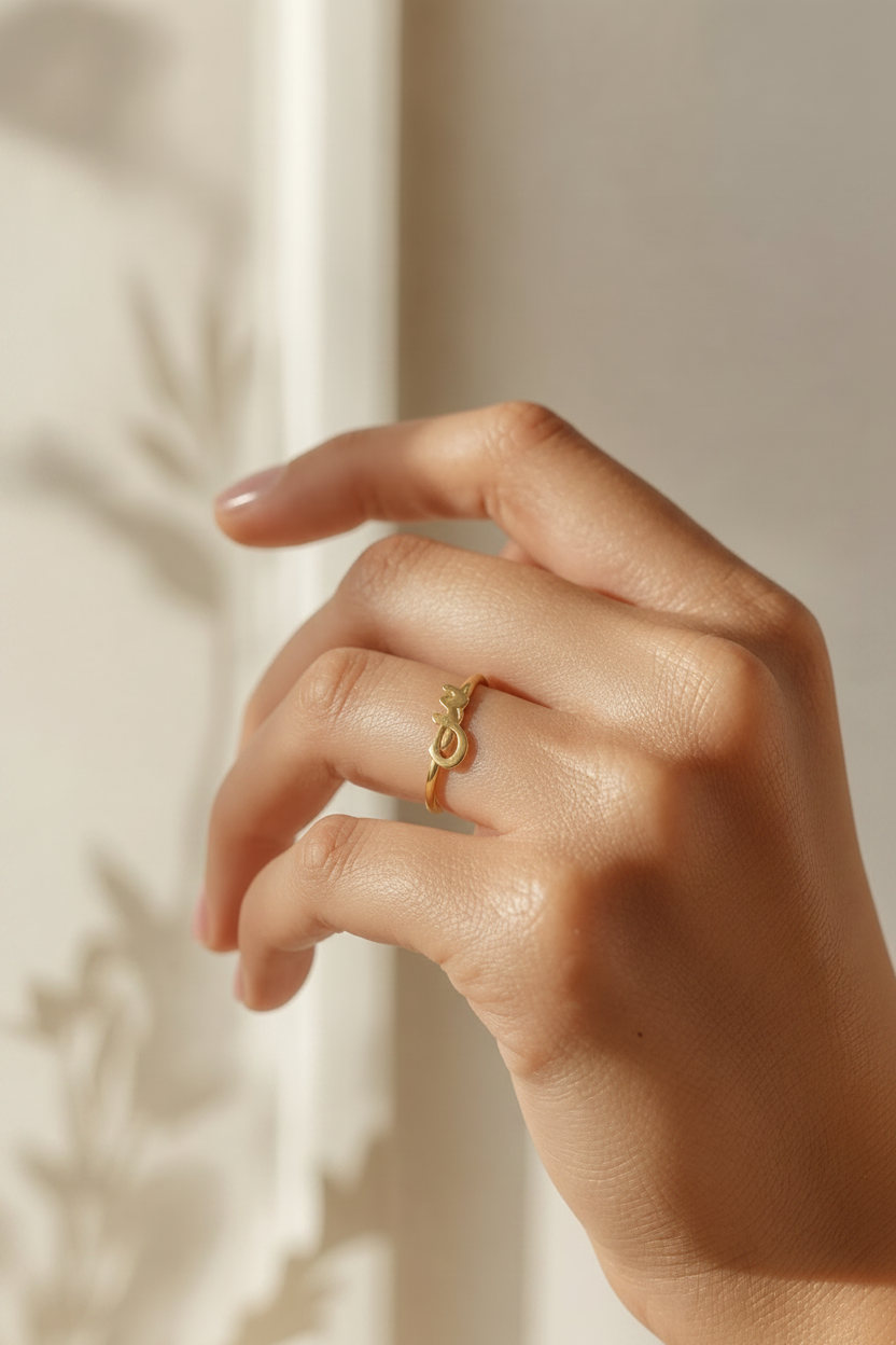 Golden letter ring - Arabic edition