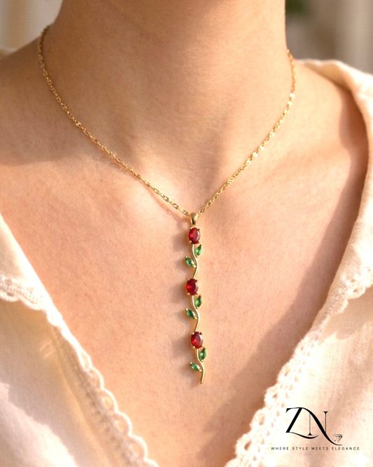 Crimson Vine Drop Necklace