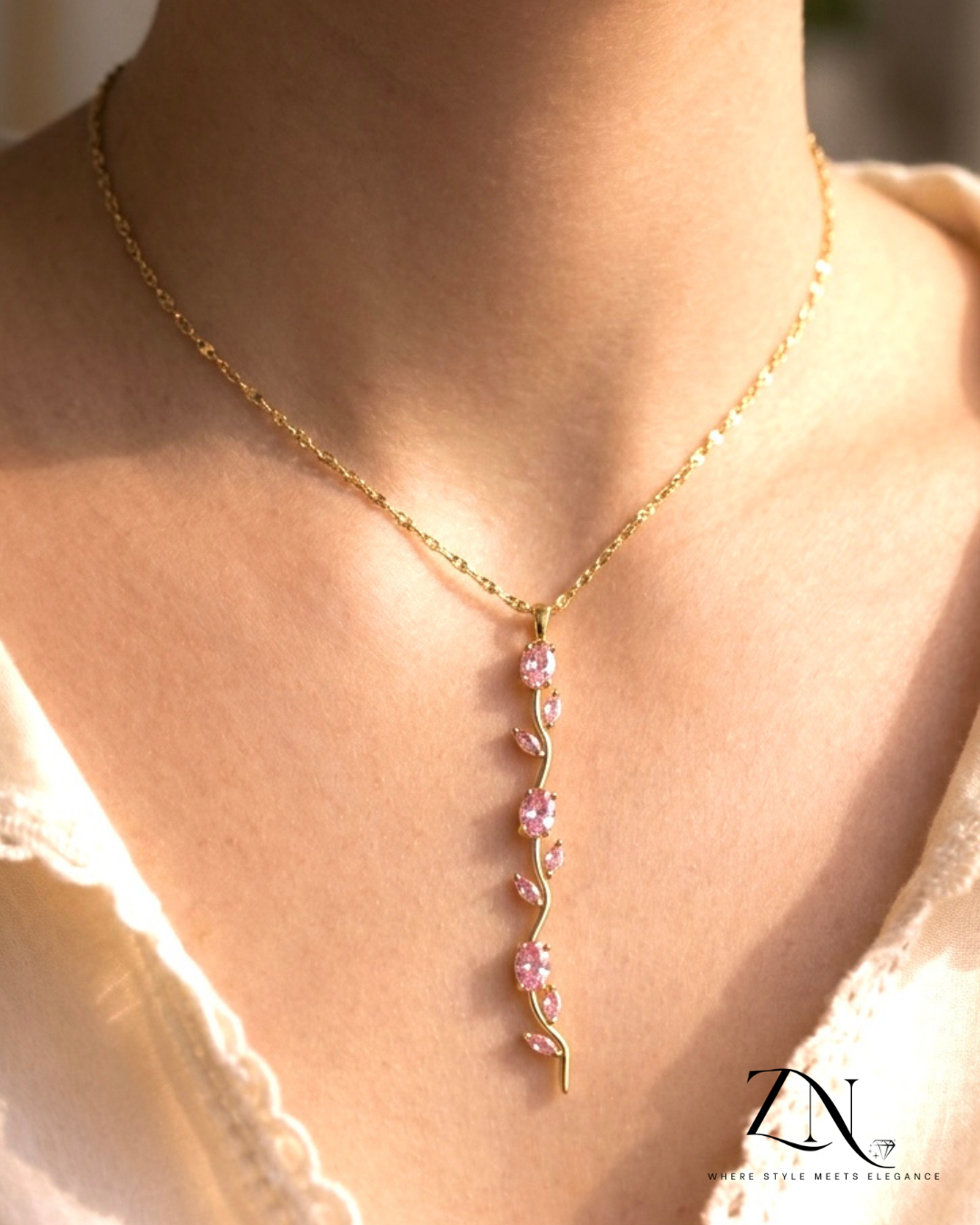 Blush Vine Drop Necklace