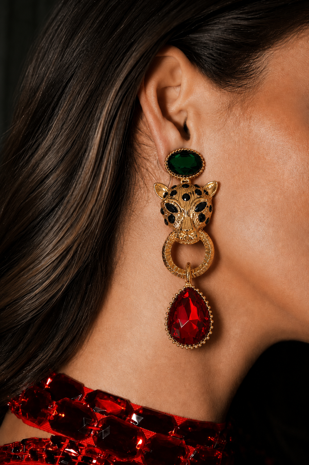 Scarlet Panther Earrings
