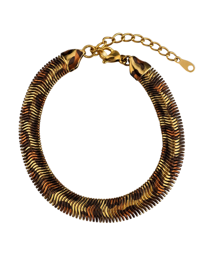 Savanna Leopard Snake Chain Bracelet