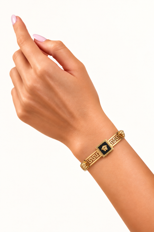 Nyx Greek Key Onyx Bangle