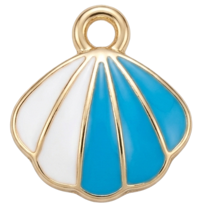 Blue White Seashell Enamel