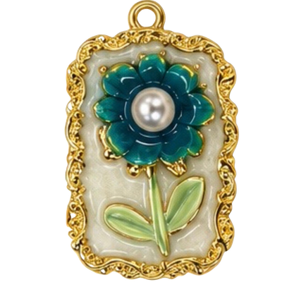 Cream Teal Pearl Flower