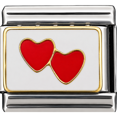 Double Red Hearts White