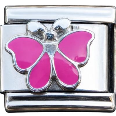 Fuchsia Silver Butterfly Charm