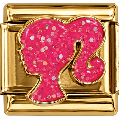 Glitter Barbie Silhouette Charm