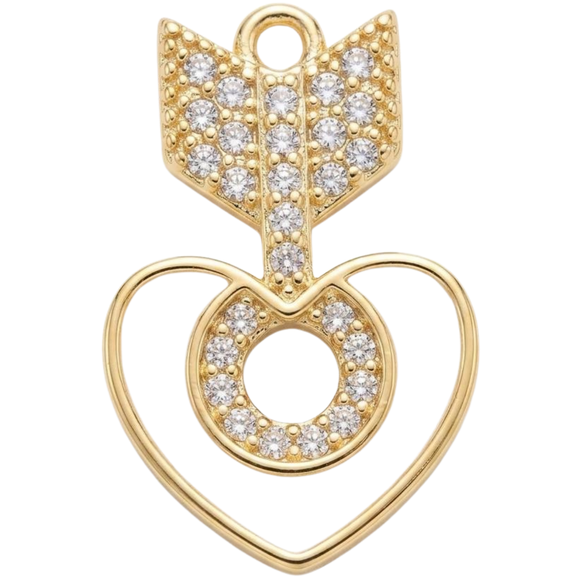 Gold Arrow Heart Crystal