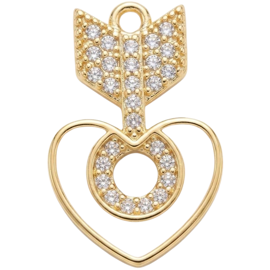 Gold Arrow Heart Crystal