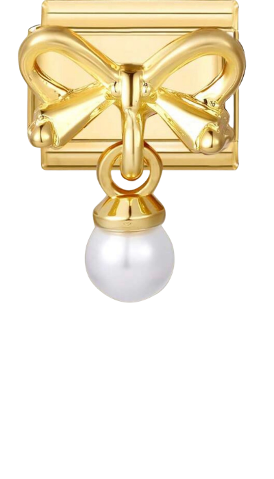 Gold Bow & Pearl Drop