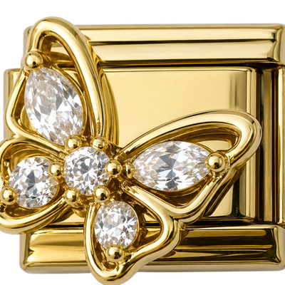 Gold Crystal Butterfly Charm
