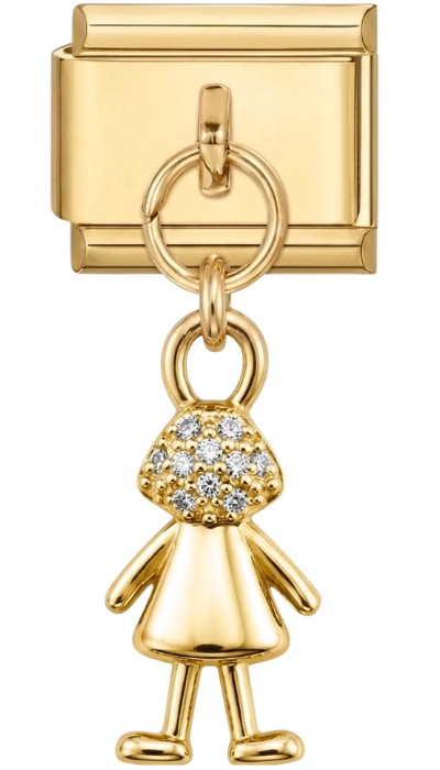Gold Crystal Girl Hanging Charm