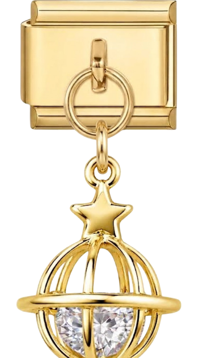 Gold Crystal Globe Star Hanging Charm