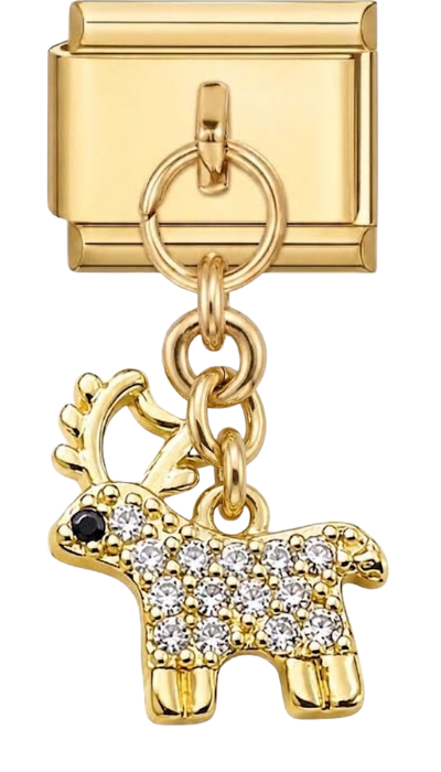 Gold Crystal Reindeer Hanging Charm