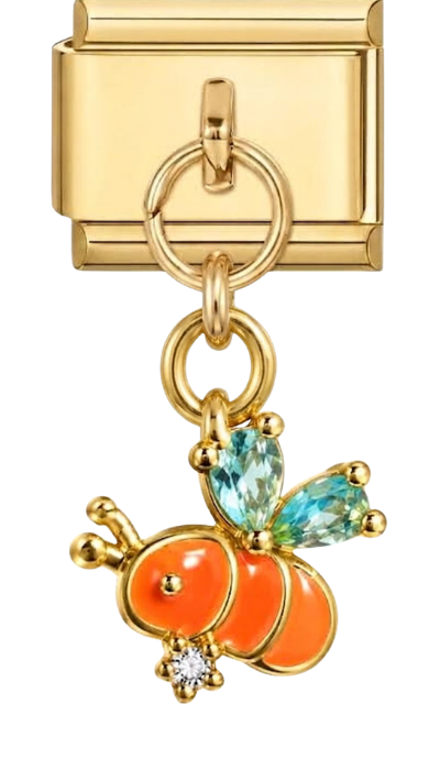 Gold Enamel Bee Hanging Charm