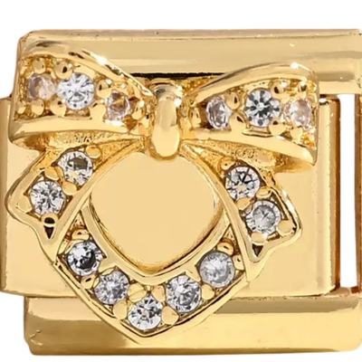 Gold Heart Bowtie Crystal