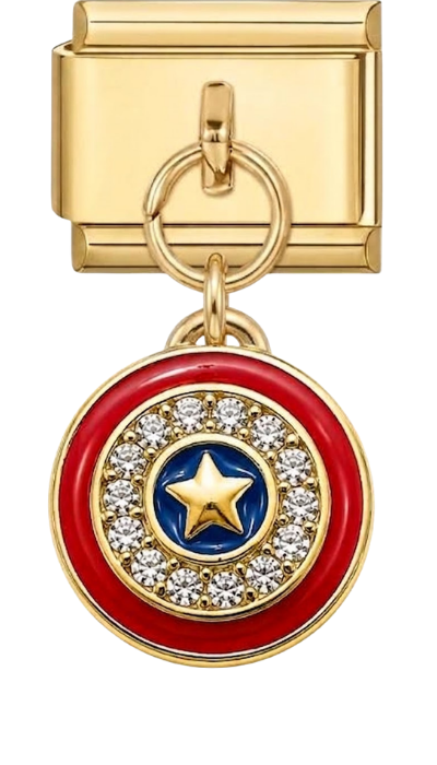 Gold Hero Shield Hanging Charm