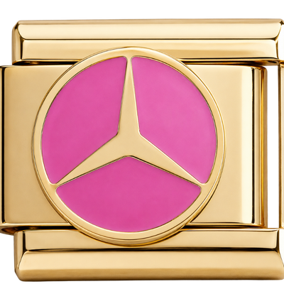 Gold Pink Mercedes Charm