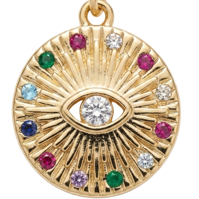 Gold Rainbow Evil Eye Coin