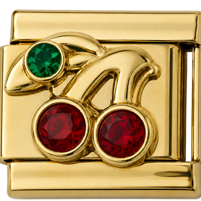 Gold Red Cherry Charm