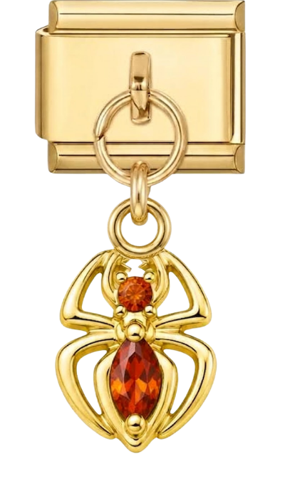 Gold Ruby Crystal Spider Hanging Charm
