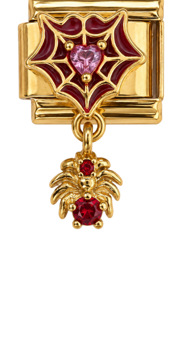 Gold Spiderweb Spider Dangly Charm